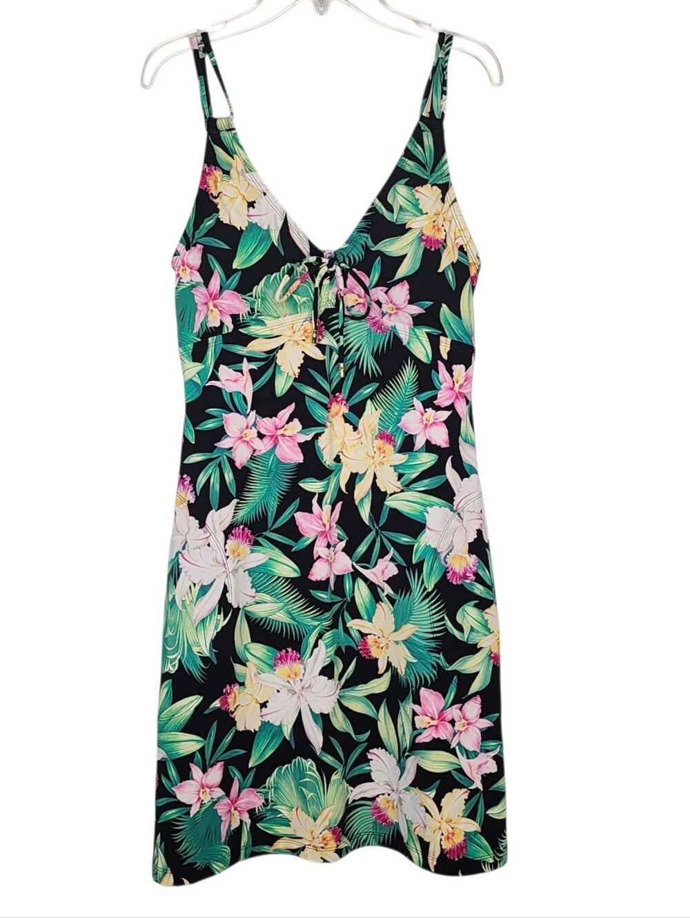 Tommy Bahama Orchid Garden Spa Swim Cover-Up Dress Sz M Floral Vacation Beach